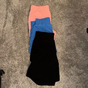 4 pairs Avia Running Shorts with Bike Short Liner (2 black, 1 blue, 1 coral)